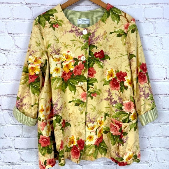 Mentionables by Candace Castle Floral Jacket Womens M Cottagecore Vintage Style - Picture 1 of 7